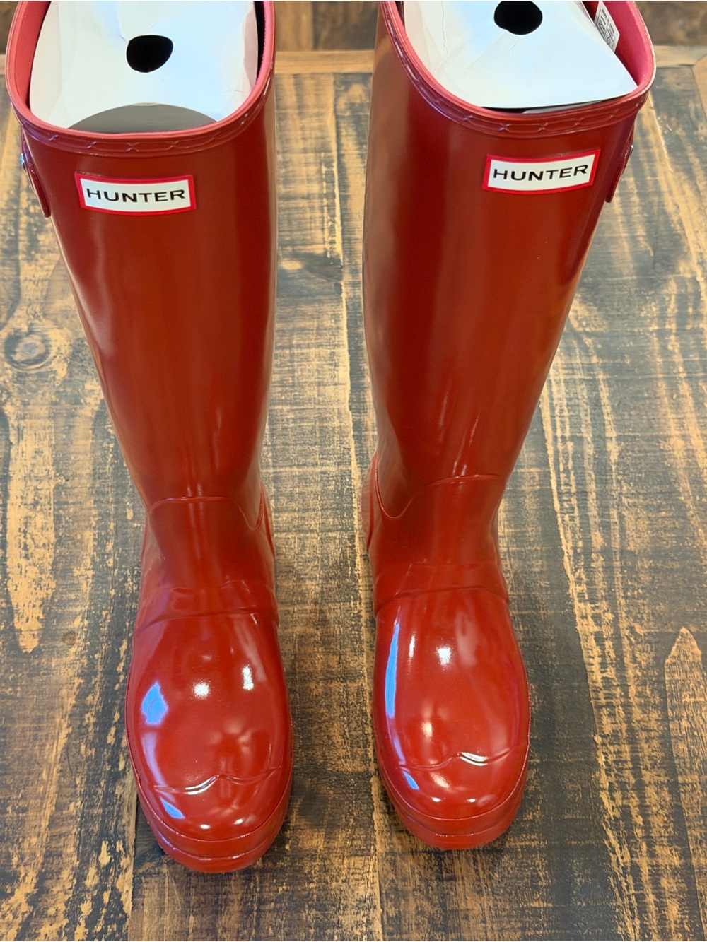Hunter Gloss Red Tall Rain Boots - Picture 2 of 10